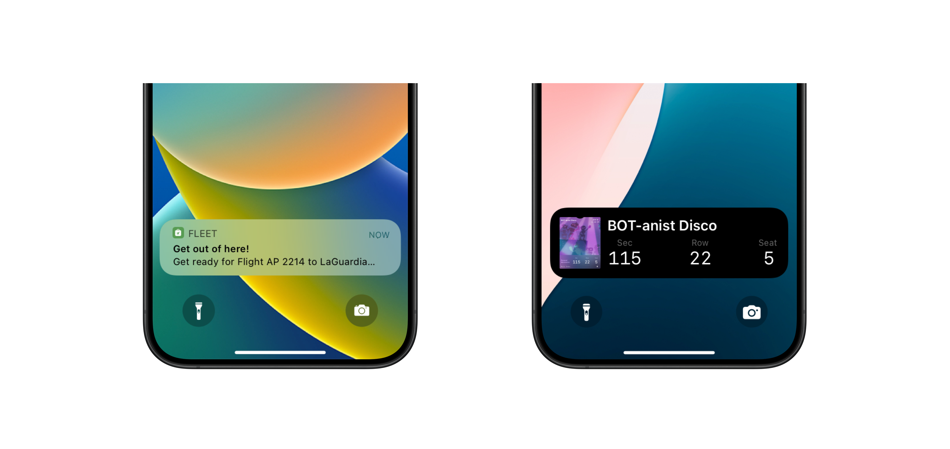 Figure 2: Live Activities display admission times and status messages on the lock screen