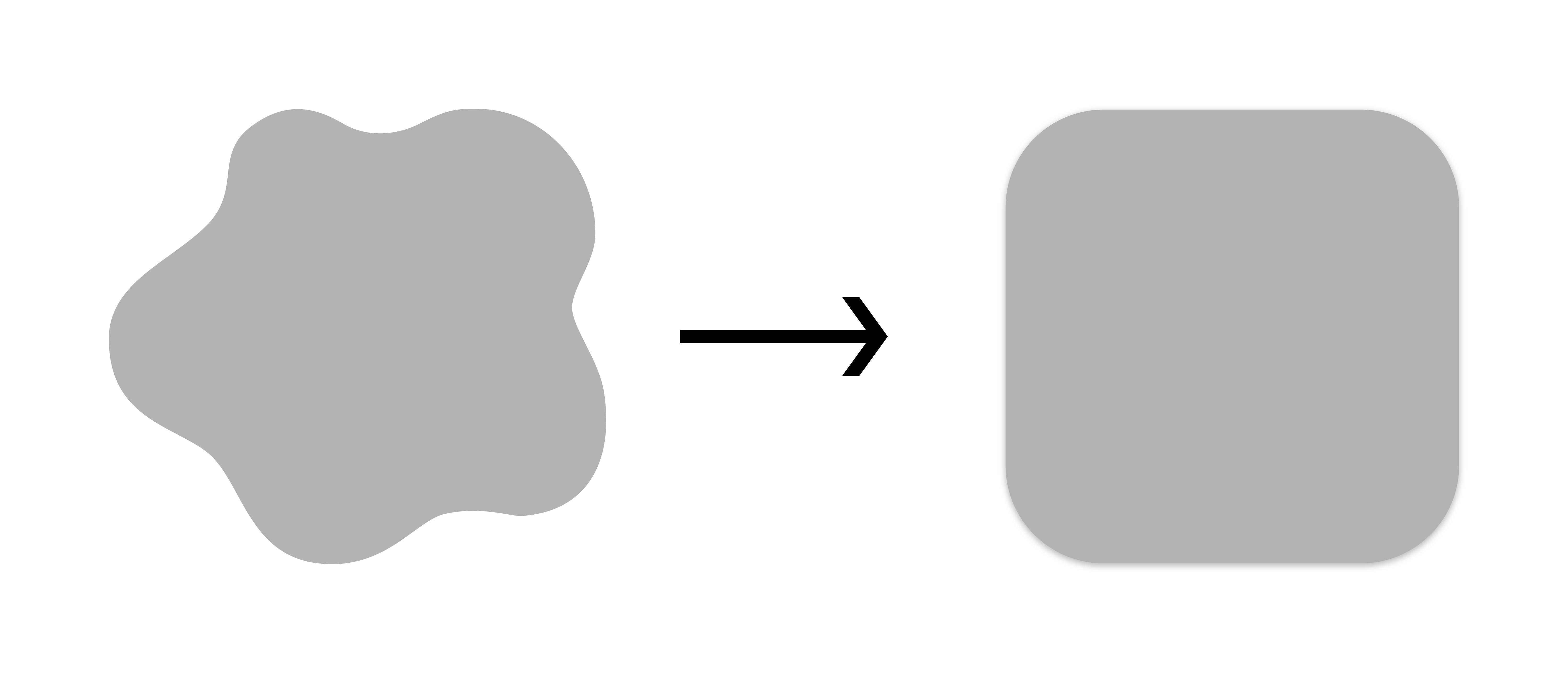 Vergleich zwischen frei gestalteten App-Icons und einheitlichen Google-Play-Icons mit automatischen Masken und abgerundeten Ecken.