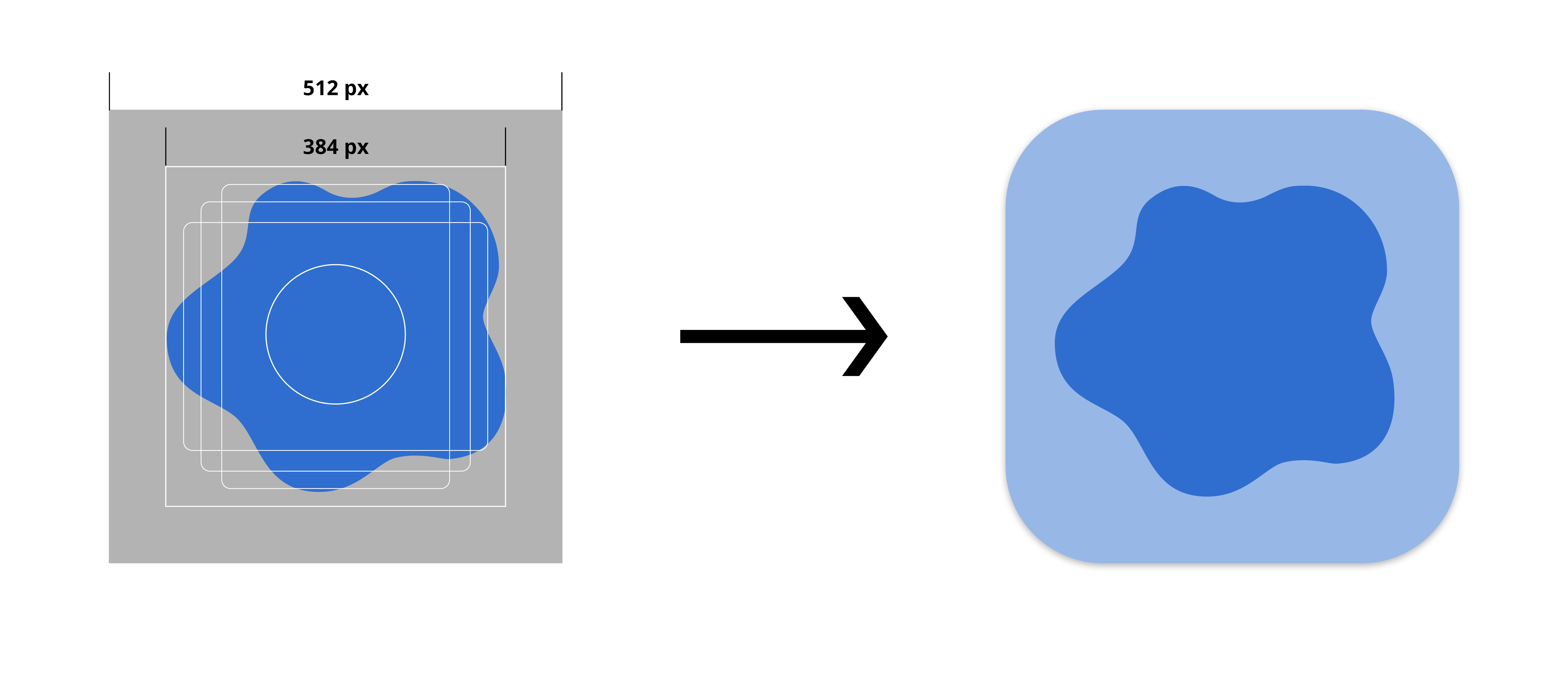 Keylines für Google-Play-App-Icons zeigen sichere Gestaltungsbereiche und erlaubten Freiraum für Logos und Illustrationen.