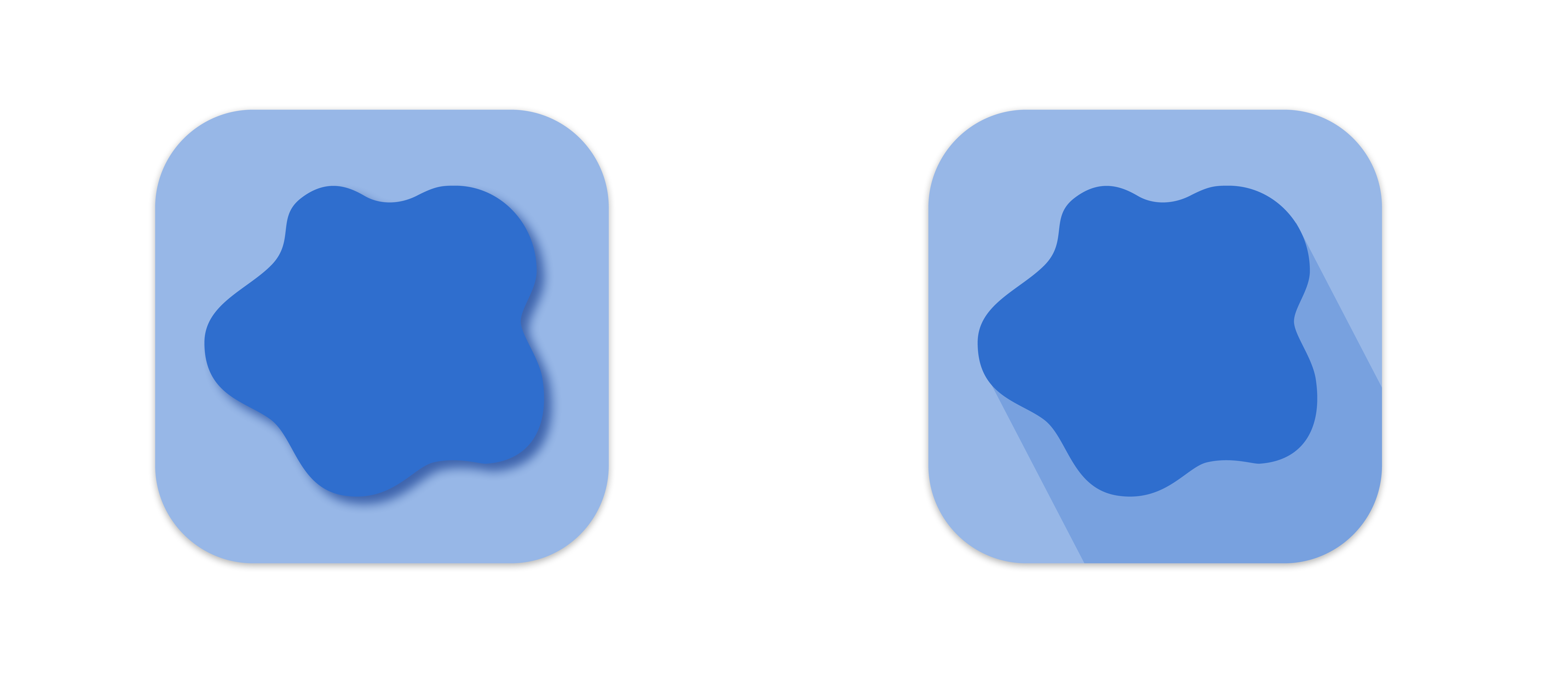 Beispiel für App-Icons ohne eigene Schlagschatten, da Tiefenwirkung von Google Play systemseitig erzeugt wird.