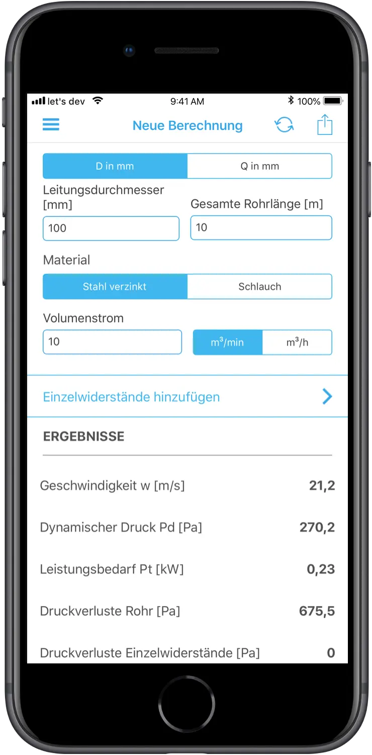 Elektror airsystems GmbH Smart Air App Berechnung von lufttechnischen Kennzahlen