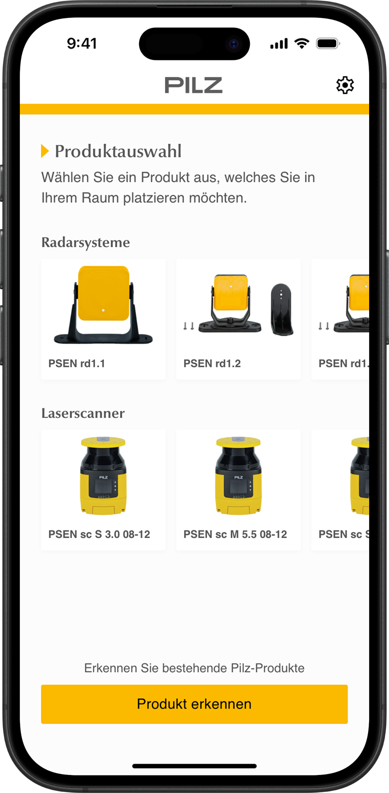 PILZ App zur Überwachung und Verwaltung von Sensoren