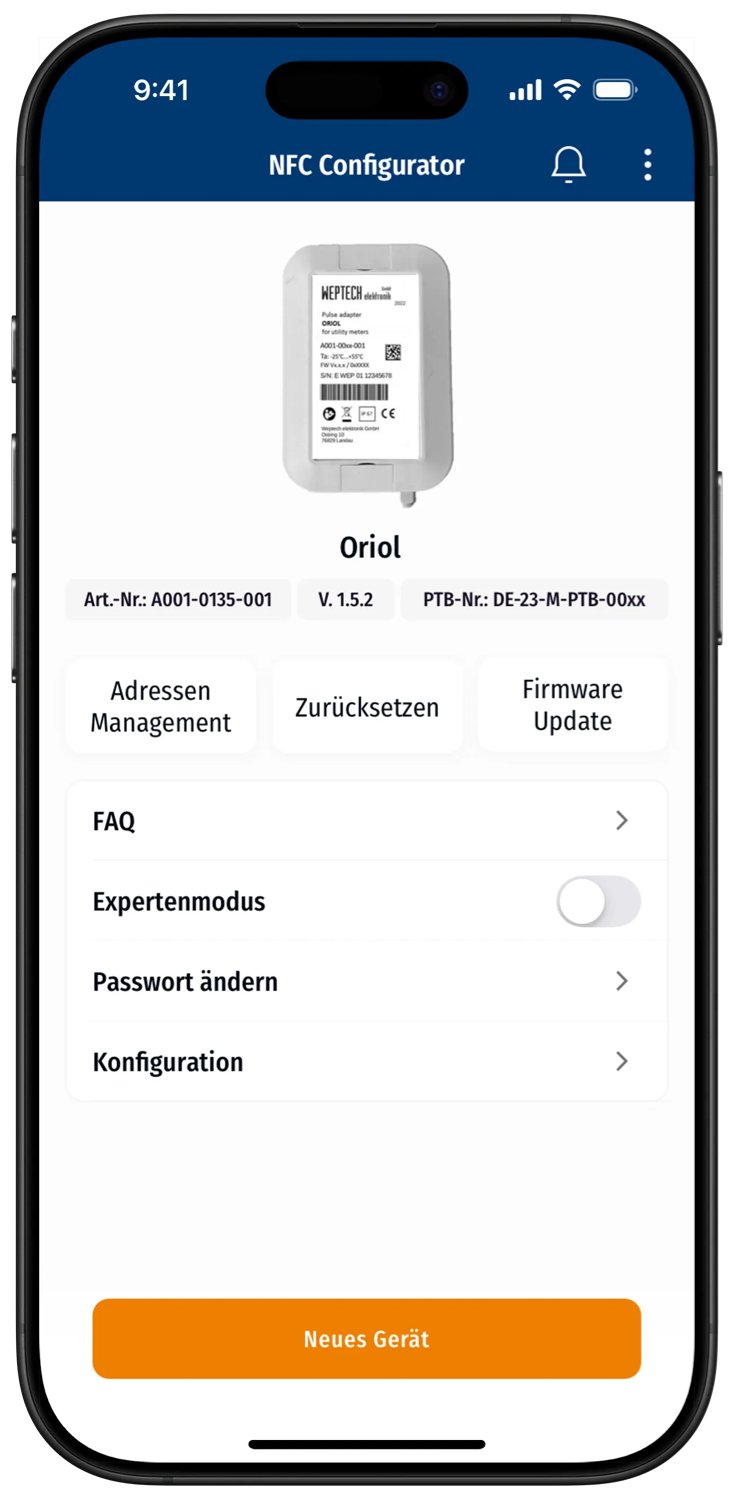 Konfiguration von NFC-fähiger WEPTECH Hardware