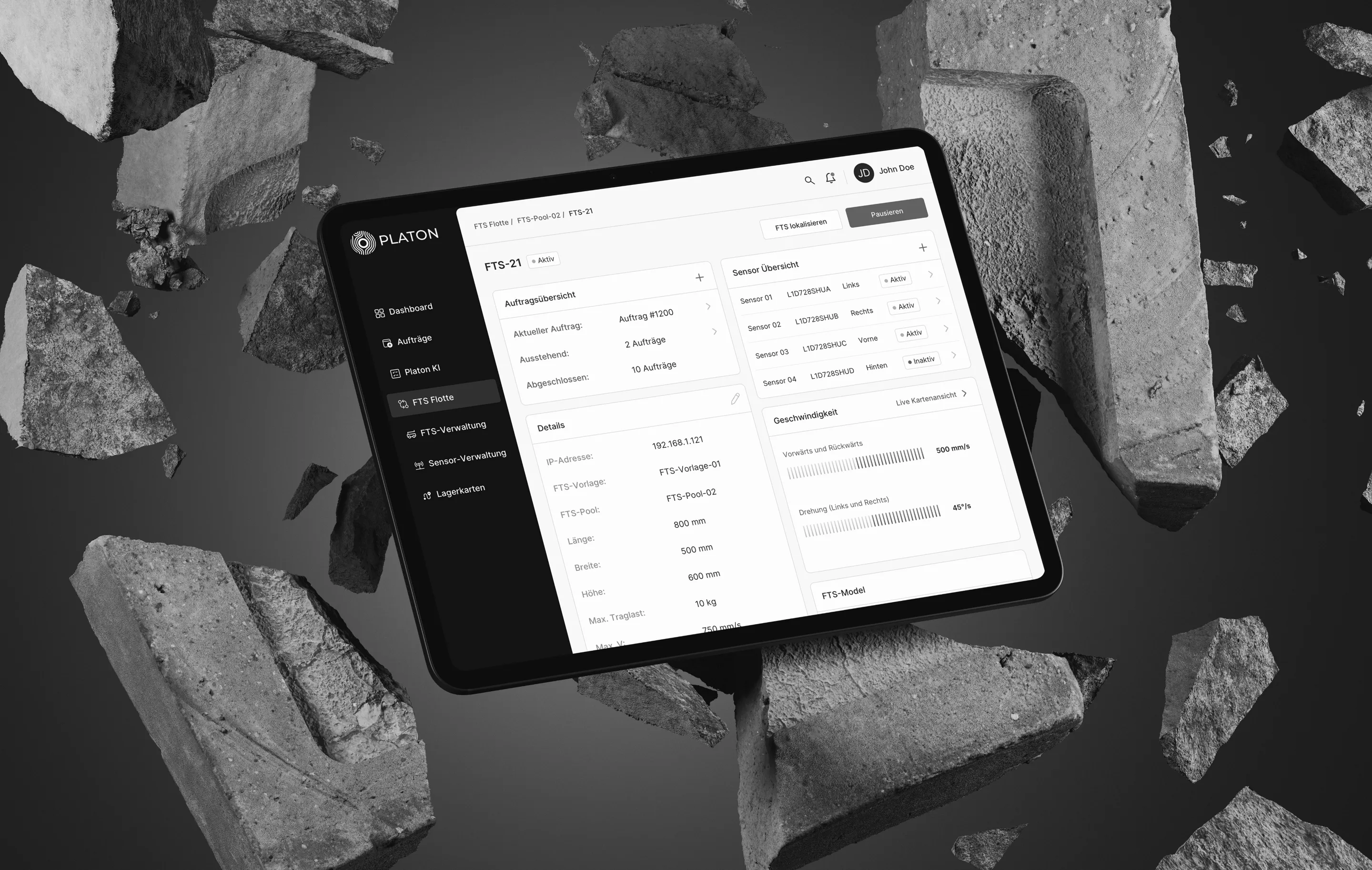 Platon platform for AGV monitoring