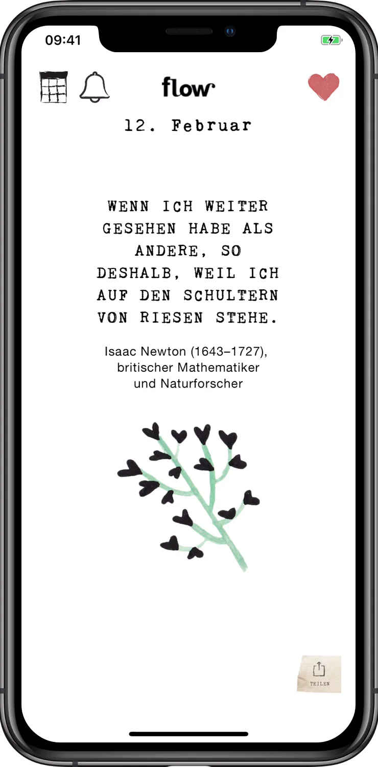 Gruner + Jahr Flow calendar app Quotes, tips and inspiration for every day of the year