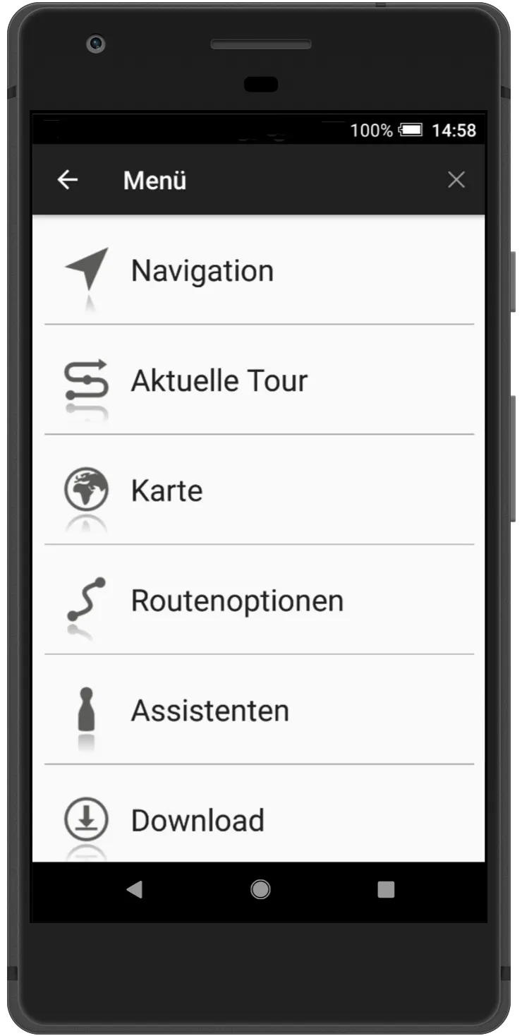 PTV Navigator Truck app with continuously updated route calculation
