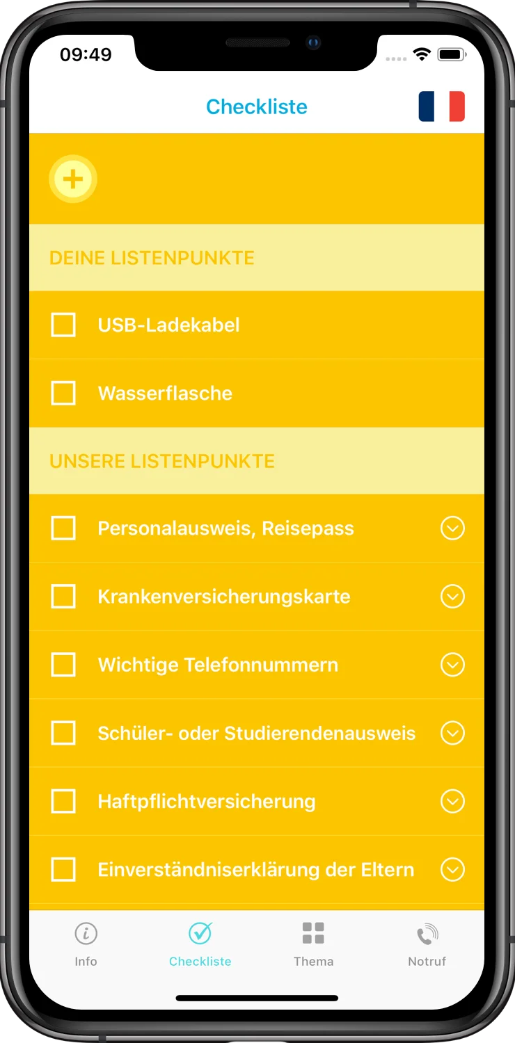 ECC APP to EU foreign countries with checklist function