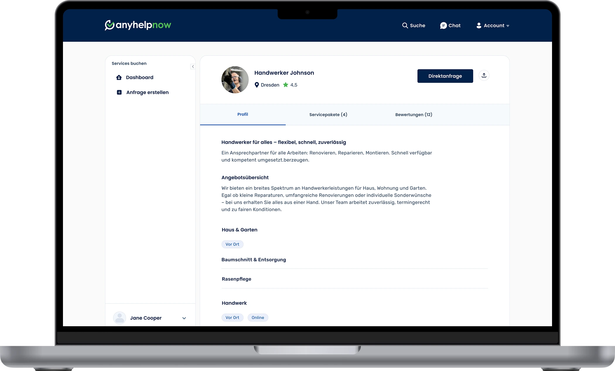 Transparente Anbieterprofile mit Leistungsdaten und Referenzen