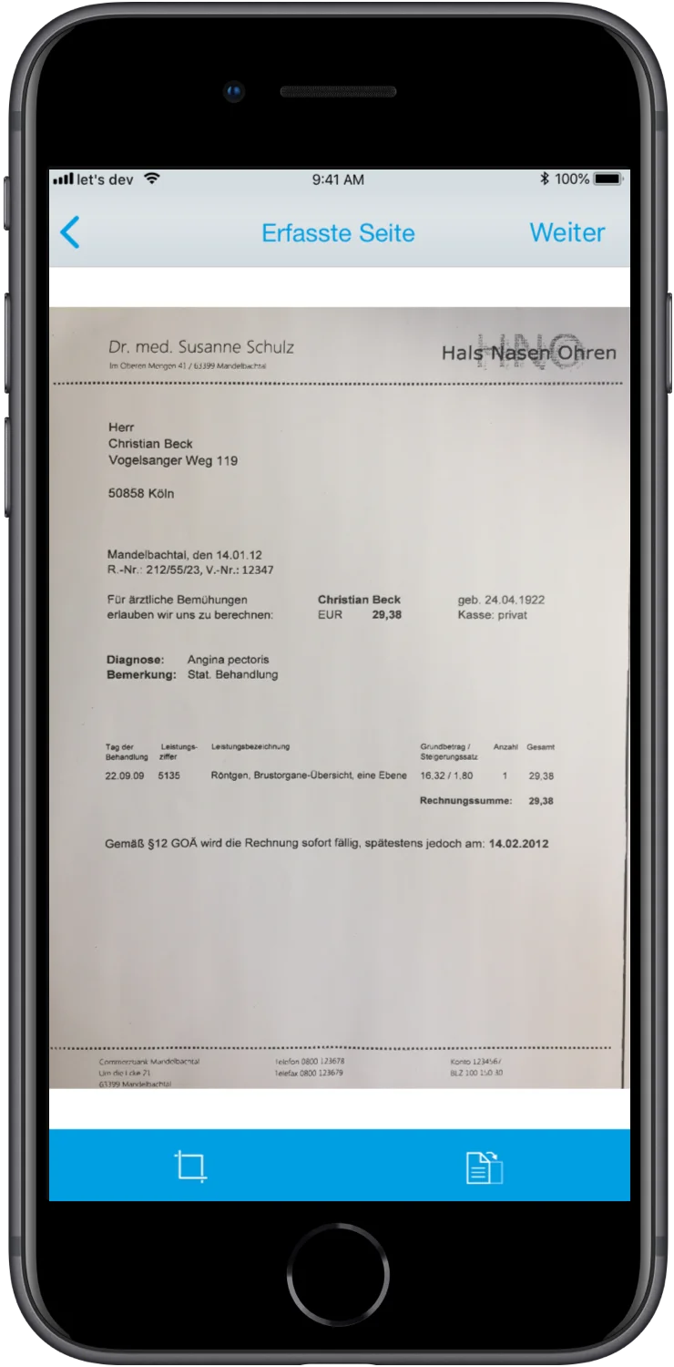 Barmenia invoice app for submitting invoices, prescriptions and regulations