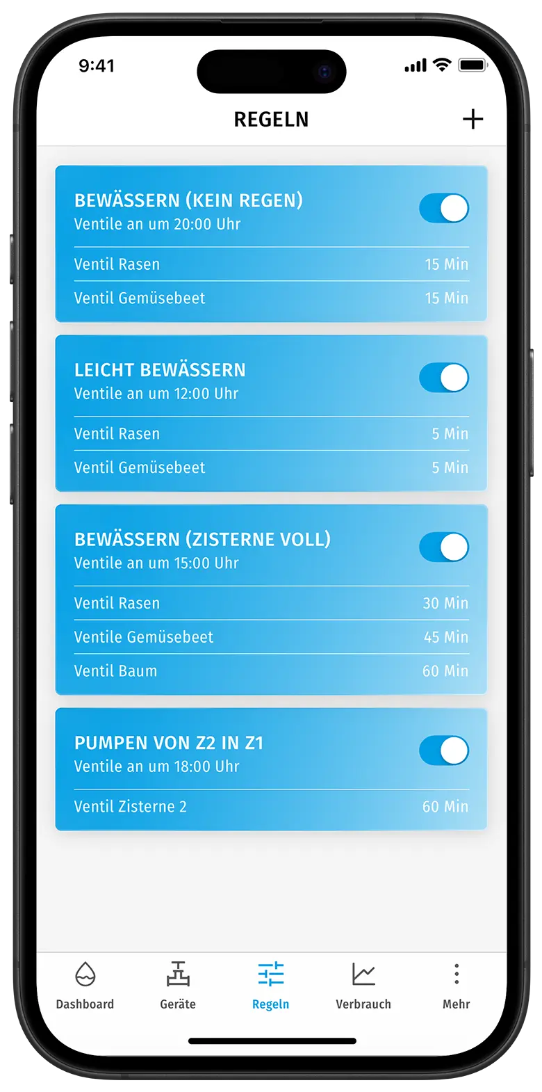 Regeln in der Rainmesh App erstellen