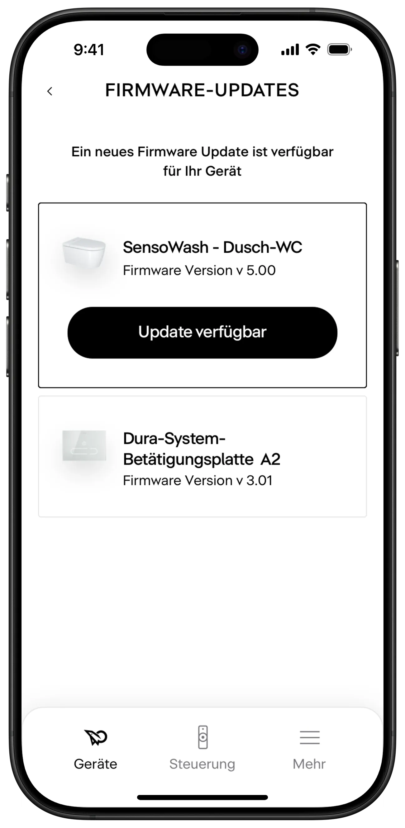 Firmwareupdates über die SensoWash-App